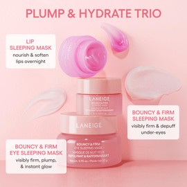 LANEIGE Plump & Hydrate Trio: Bouncy & Firm Travel Set with Eye, Face & Lip Sleeping Mask for Glowy, Plump-looking Skin