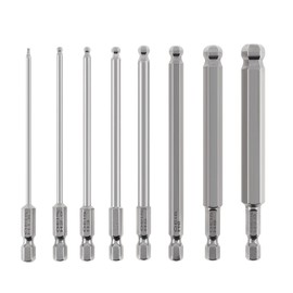 ChgImposs 8Pcs Ball End Hex Screwdriver Bits Set Metric Allen Hex Bit 100mm Long Non-magnetic Ball Head Driver Bit