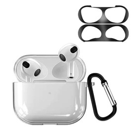 ELYBYYLE for AirPods 3 Case, Dust Guard Included, TPU Material, For AirPods 3rd Generation, Wireless Charging, Lightweight, Scratch-Resistant, Slim, Shockproof, Waterproof, Dustproof, Lost Prevention,