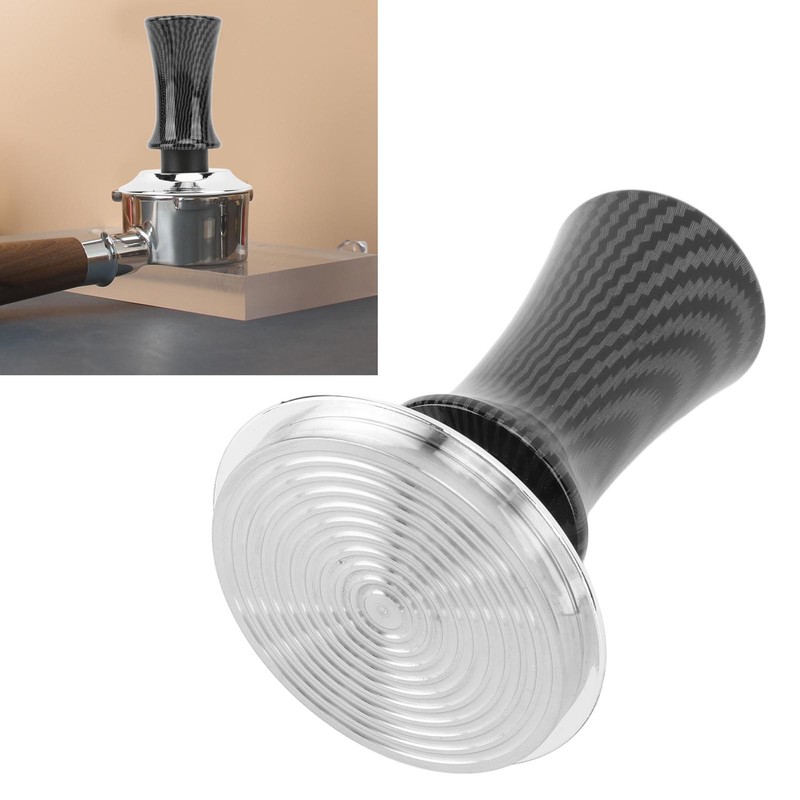 Coffee Hand Tamper 53mm Stainless Steel Balanced Base Carbon Fiber