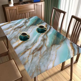 Ocean Theme Teal Marble Contact Paper for Countertop Table Waterproof Removable Peel and Stick Vinyl Grossy Marble Granite Cabinets Drawer Bathroom Cupboard Liner (15.7" Wide X117 Length)