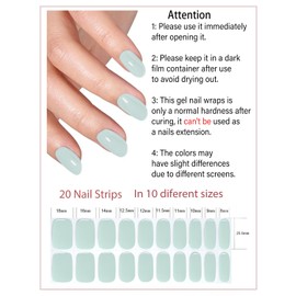 Wahrshei Nagelfolien, 20pcs Baby Blue Nagelfolie Selbstklebend, UV Gel Nagelfolie, Gel Nail Stickers für Nagel