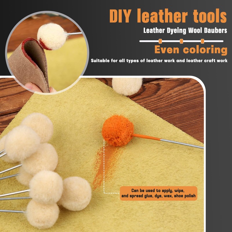 BUTUZE Wool Daubers Wool Daubers Ball Brush Leather Dye Tool
