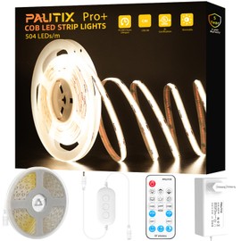 PAUTIX COB LED Strip Natural White 4000 K, 504 LEDs/M Dimmable 7.5 m 24 V CRI90+ Flexible LED Strip Light Set with RF Remote Control and Power Supply for Home DIY Decoration, Timer Function