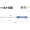 Vessel Christa line Screwdriver Thin Shank Type -4 * 100