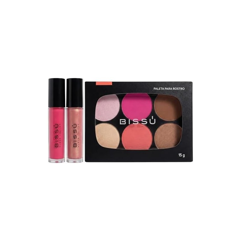 Kit de Maquillaje para Rostro: 1 Paleta con Iluminador, Rubor