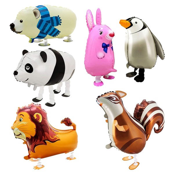 6 Pcs Walking Animal Balloons, Cute Walking Panda Polar Bear