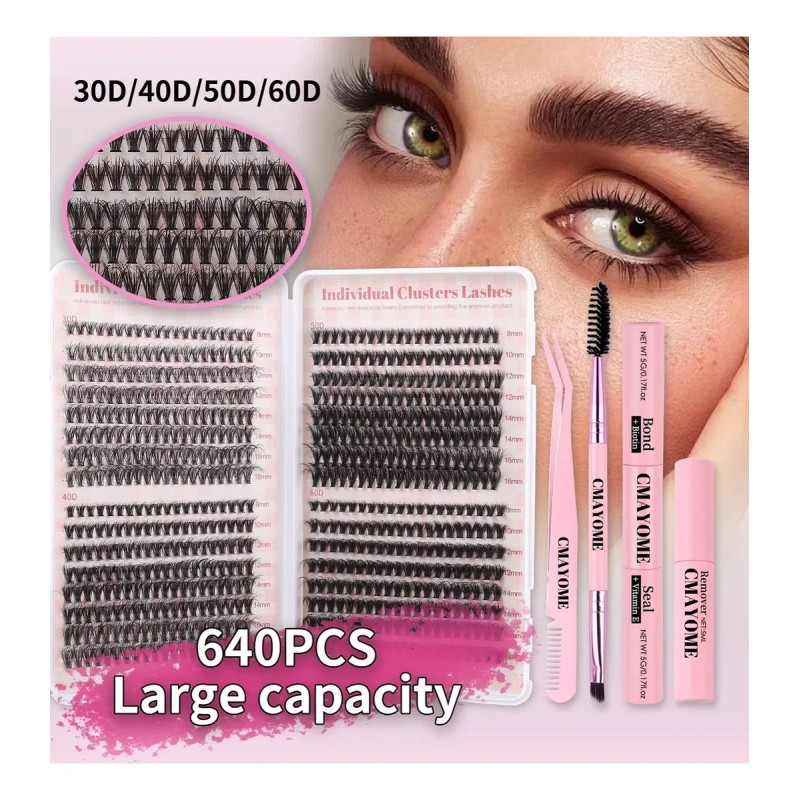 Kit De Extensión De Pestañas Diy Grupos Accesorios 640pcs