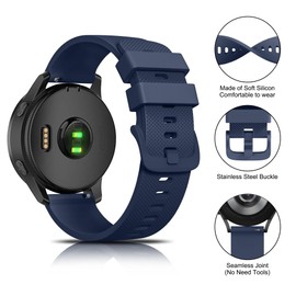 4-Pack Silicone Bands Compatible with Garmin Vivoactive 6/Vivoactive 5/3/3 Music Watch Bands, 20mm Soft Silicone Sport Replacement bands for Garmin Venu Sq 2/Forerunner 165/55/245/245/645 Music (Black+NavyBlue+BlueGray+White)