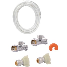 SharkBite 25538A Faucet Installation Kit with Water Valve Shut Off, 1/4 Turn, Straight Stop Push-to-Connect, PEX, Copper, CPVC, PE-RT