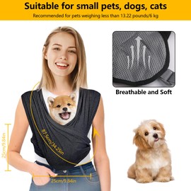 Trendecor Dog Carrier Bag, Dog Sling for Small Dogs, Adjustable Strap, Sling Dog Bag, Up to 9 kg, for Dogs and Cats, Outdoor Activities, Walks (Black)