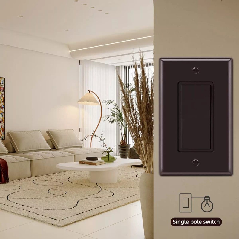 Smart-us 10 Pack Decora Light Switch Brown, Single Pole Paddle