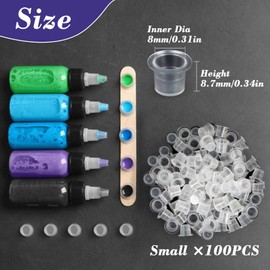 RAQEHO 100PCS Plastic Tattoo Ink Caps - Small Ink Cups Non-Spill Tintas para Tatuajes Accessories Durable & Lightweight for Precise Tattooing Art Supplies (Mini Size)