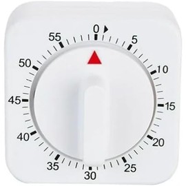 White Timer Clock Square 60-Minute Mechanical Kitchen Timer Wind up Visual Cooking Clock with Loud Alarm No Batteries Required Ideal for Kitchen Cooking Baking Timers