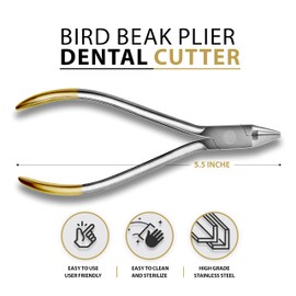 T/C Bird Beak Pliers with Cutter Loop Forming Pliers Wire Bending Tungsten Carbide Inserts Gold Handle Dental Instrument Supply 678-325