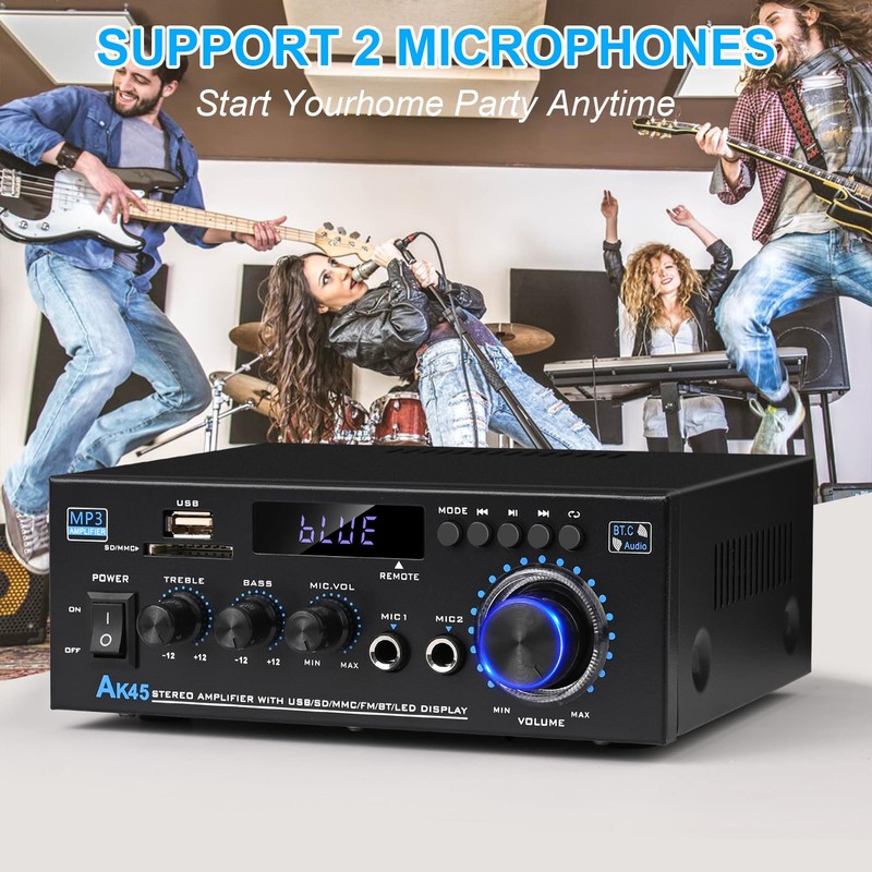 Romicta Stereo Audio HiFi Amplifier, 600W Bluetooth Amplifier 5.0, Dual