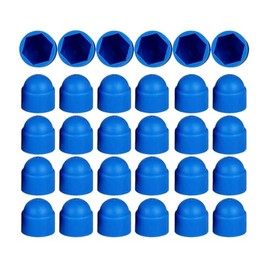 M10 Plastic Nut and Bolt Protection Dome Cover, Blue Hex Nut Protective Caps Cover, No Thread, 50 Pcs