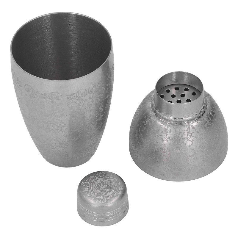 Cocktail Shaker 304 Stainless Steel High Strength Flower Carved Bartending