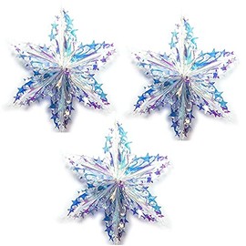 CENPEK 3pcs Christmas Ornaments Ball Snowflake Iridescent Decoration Hanging Tree Pendants Party Supplies for Wedding Party Christmas Decor 40cm