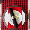DII Gingham Check Tabletop Collection, Red/Black, Table Runner, 14x72