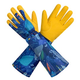 KAYGO Gardening Gloves for Women Long Sleeve, Light Protective Gloves for Yard and Outdoor Work, Best Garden Gifts for Gardener,Yellow,Large