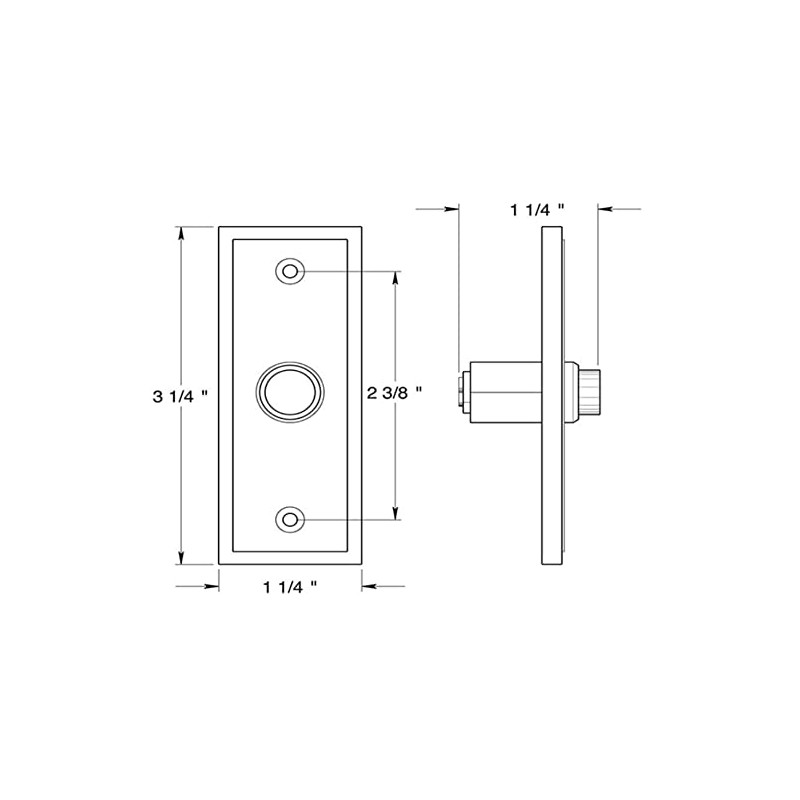 Solid Brass Rectangular Contemporary Bell Button (Brushed Chrome)