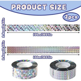 WSTELHH 2pcs Bird Scare Tape,328ft Double Sided Bird Deterrent Tape ReflectiveScare Pigeon Woodpeckers Crow Birds Away for Garden Balcony Farm (2.4cm x 200m)