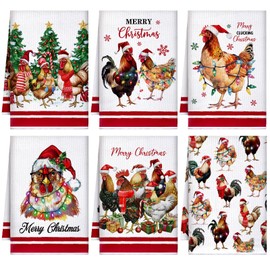 Bencailor 4 Pcs Christmas Kitchen Towels Set Christmas Towels Decorative Tea Dish Towels Christmas Holiday Drying Cloth Hand Towel for Xmas Bathroom, 15.75" x 23.62" (Red,Vivid)