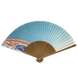 Rainbow Sky Hand Fan, 7.5 inch (35 cm), Karaki, Single Sided Print, Made with High Quality Washi Paper, Rainbow Sky