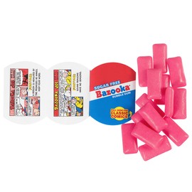 Bazooka Bubble Gum Sugar-Free Chewing Gum Pellets, Bulk Gum in Resealable Bag, 120 Ct in Original Pink Flavor, Sugar Free Bulk, Baseball Party Favors, Nostalgic 90s Candy