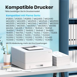 Glliter 545XL 546XL Multipack for Canon Printer Cartridges 545 546 for Canon 545 XL Black and Colour Compatible with Canon PIXMA TS3355 Cartridges for Canon PIXMA TS3350 TS3450 TS3150 MX495 (Pack of