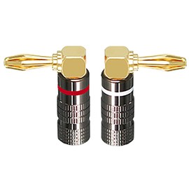 tunghey 4Pack Right Angle Banana Plug,18-12AWG 24K Gold Plated 4mm Audio Speaker Connector for Speaker Wire, Wall Plates, Audio Video Receiver, Amplifiers and Sound Systems