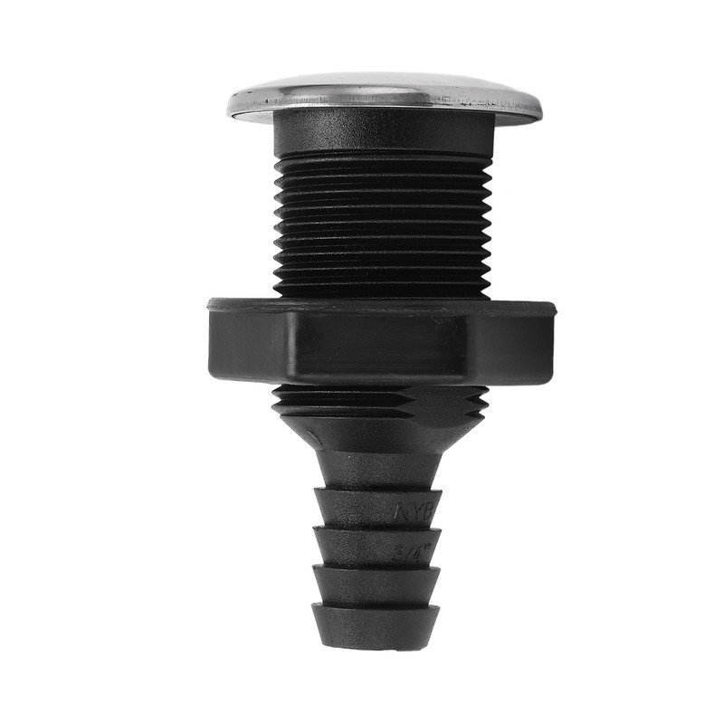 Boat 3/4in Through Hull Scupper Drain Straight Black with Stainless