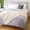 Battilo Soft Knitted Dual Cable Throw Blanket 50" 60" (Cream)