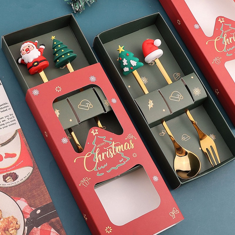 Christmas Spoons Forks Stainless Steel Cute Stylish Christmas Tableware Set