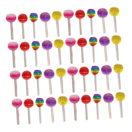 Healeved 100Pcs Rainbow Lollipop Nail Charms for DIY Manicure Art Accessories Colorful Nail Decor Set for Home and Salon Use