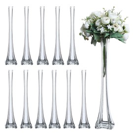 Craft And Party, Pack of 12, Eiffel Tower Vases Centerpiece for Flower, Wedding, Decoration. (20", Clear)