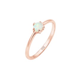 Elli Basic Geo Women's Ring with Synthetic Opal in 925 Sterling Silver, Sterling Silver, Opal