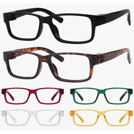 Eyekepper Metalless Screwless Reading Glasses Spring Hinges 6 Pack Vintage Readers for Men +4.00