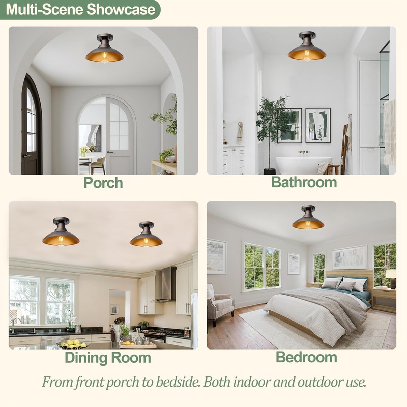 GOLDHILL 10.5" Low Profile Semi Flush Mount Ceiling Light, Modern