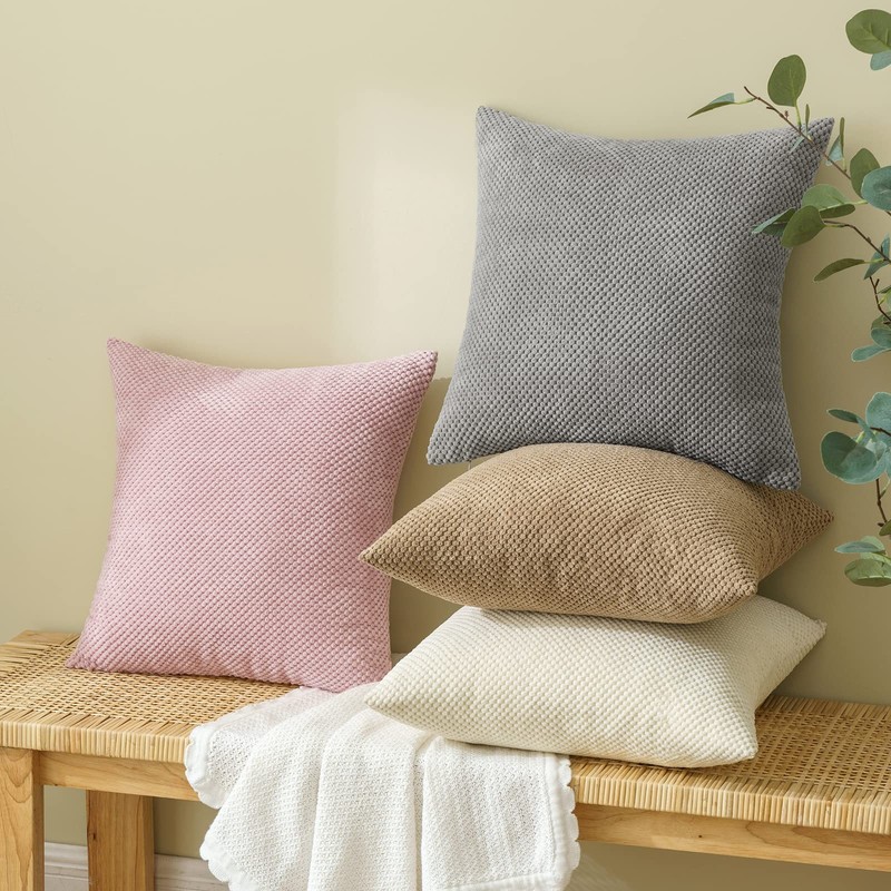 EMEMA Corduroy Granule Cushion Covers Decorative Throw Pillow Covers Square
