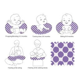 Bacati Ikat Dots Muslin Fabric Nursing Pillow Cover Only (Nursing Pillow Cover Only, Purple)