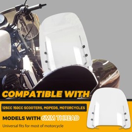 ECOTRIC Universal Clear Windshield 14.3"x16.5" Compatible with Yamaha Honda 125cc 150cc Scooter Moped Dirt Bike Motorcycle Windscreen Transparent Acrylic