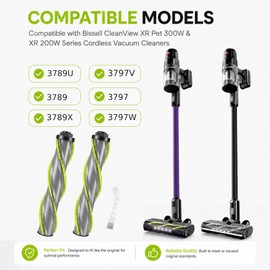 3789 Brush Roll Replacement Compatible with Bissell Cleanview XR 200W/ Cleanview XR Pet 300W/ Powerlifter Turbo Cordless Stick Vacuum, Compatible with 3789, 3789U, 3789X, 3797, 3797W, 3797V, (2 Pack)