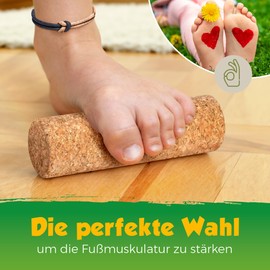 Foot Massage Roller Made of Cork, Cork Fascia Roller for Feet, Massage Roller for the Foot, 160 x 50 mm, Made in Portugal