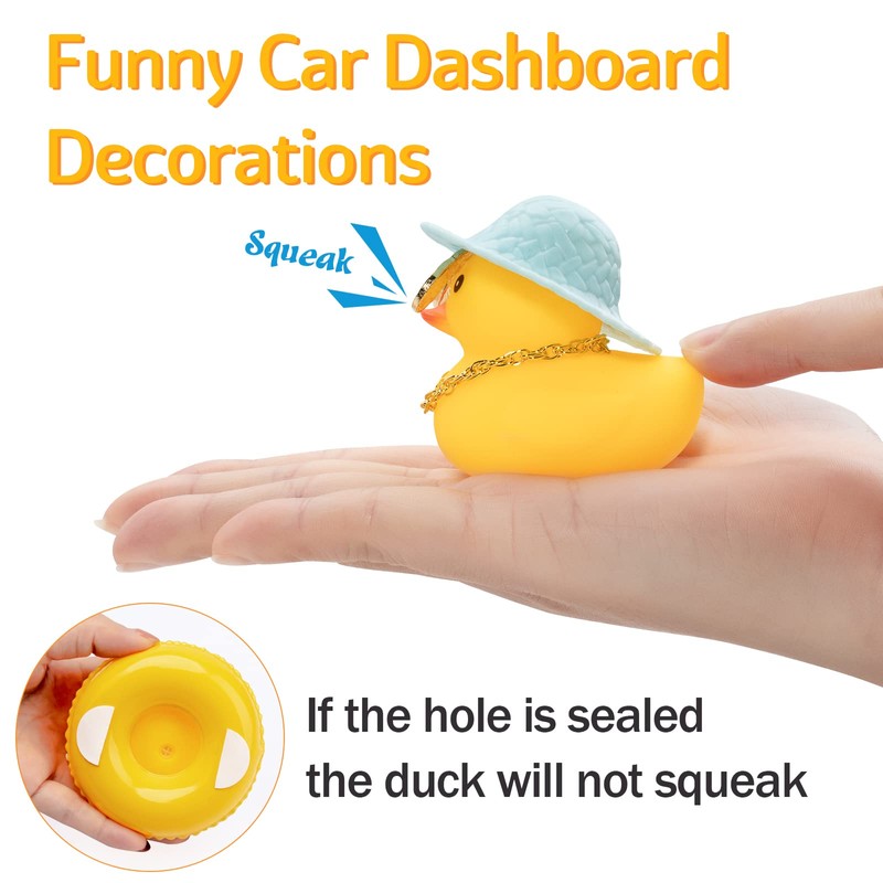 wonuu Car Duck Ornament Dashboard Decorations Rubber Ducks Accessories with
