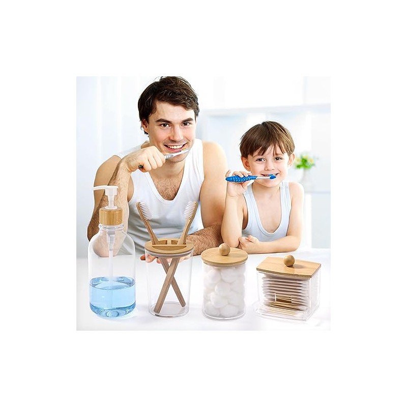 Juego de accesorios de baño de bambú, 4 piezas -