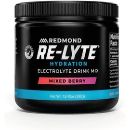 REDMOND RE-LYTE, Electrolitos Naturales con Real-Salt, Hidratación Clean sin Calorías ni Azúcares, 60 Porciones, Sabor Mixed Berry