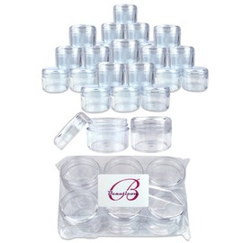 Beauticom 30 Pieces 30 Gram 30 ML (1 Ounce) Empty Small Refillable Round Clear Jars with Screw Cap Lid for Powder Eye Shadow Makeup Cosmetic Beauty Travel Samples - BPA Free