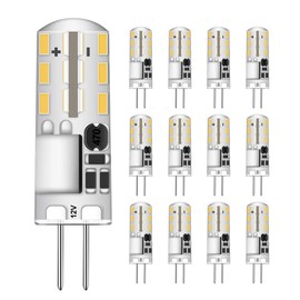 DUMILOO G4 LED Bulb JC Type Bi-Pin Base Light Bulbs 1.5W AC/DC 12V 6000K Daylight White 10W T3 Halogen Bulb Replacement for Under Cabinet Puck Light, Chandelier, RV, Landscape Lighting (12 Pack)